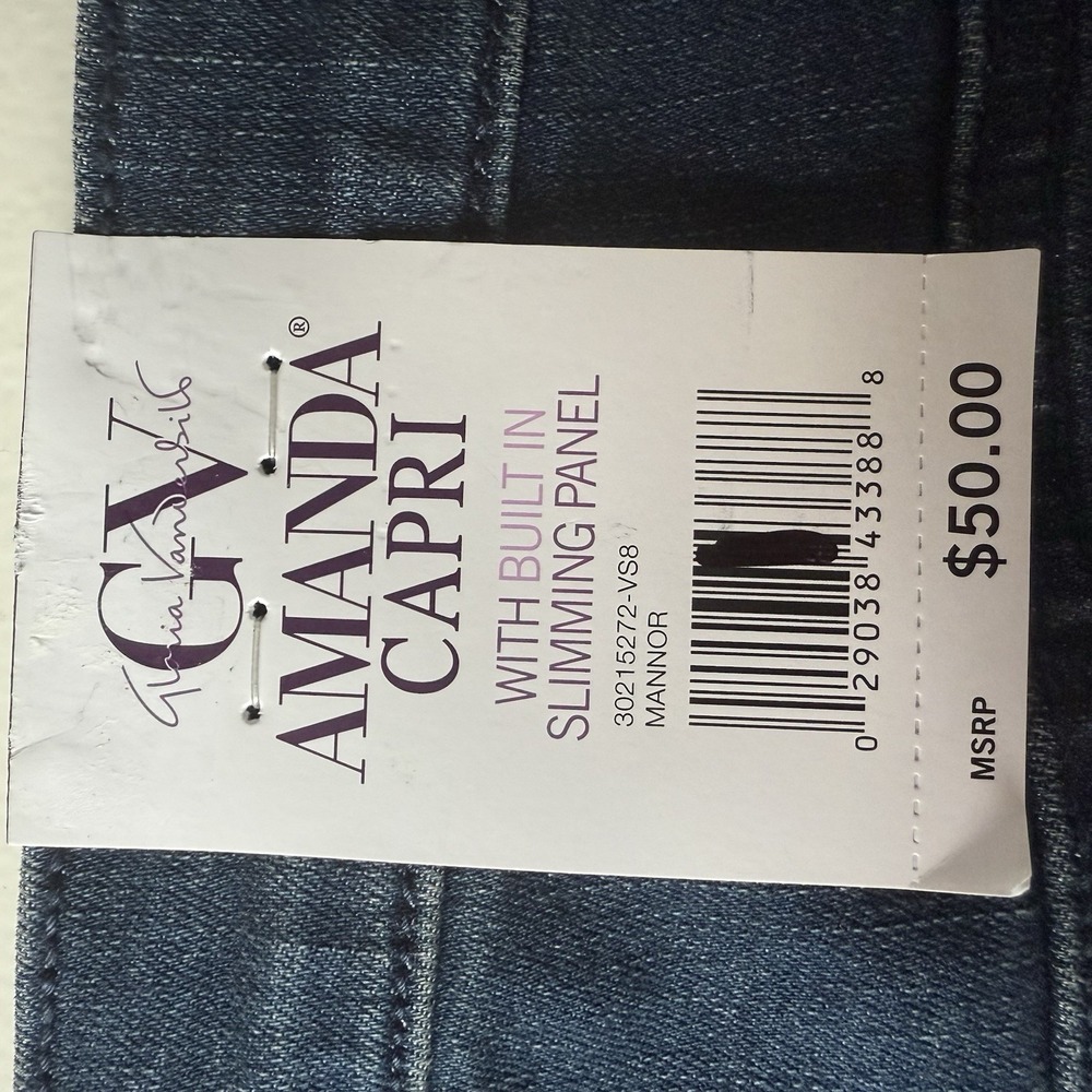 NEW Gloria Vanderbilt 24W Amanda Split Capri Stretch Jeans Slimming Pants NWT - Picture 8 of 8